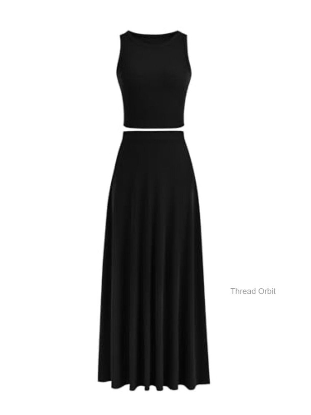 PRETTYGARDEN Women's 2 Piece Skirt Set Sleeveless Crop Top High Waist Maxi